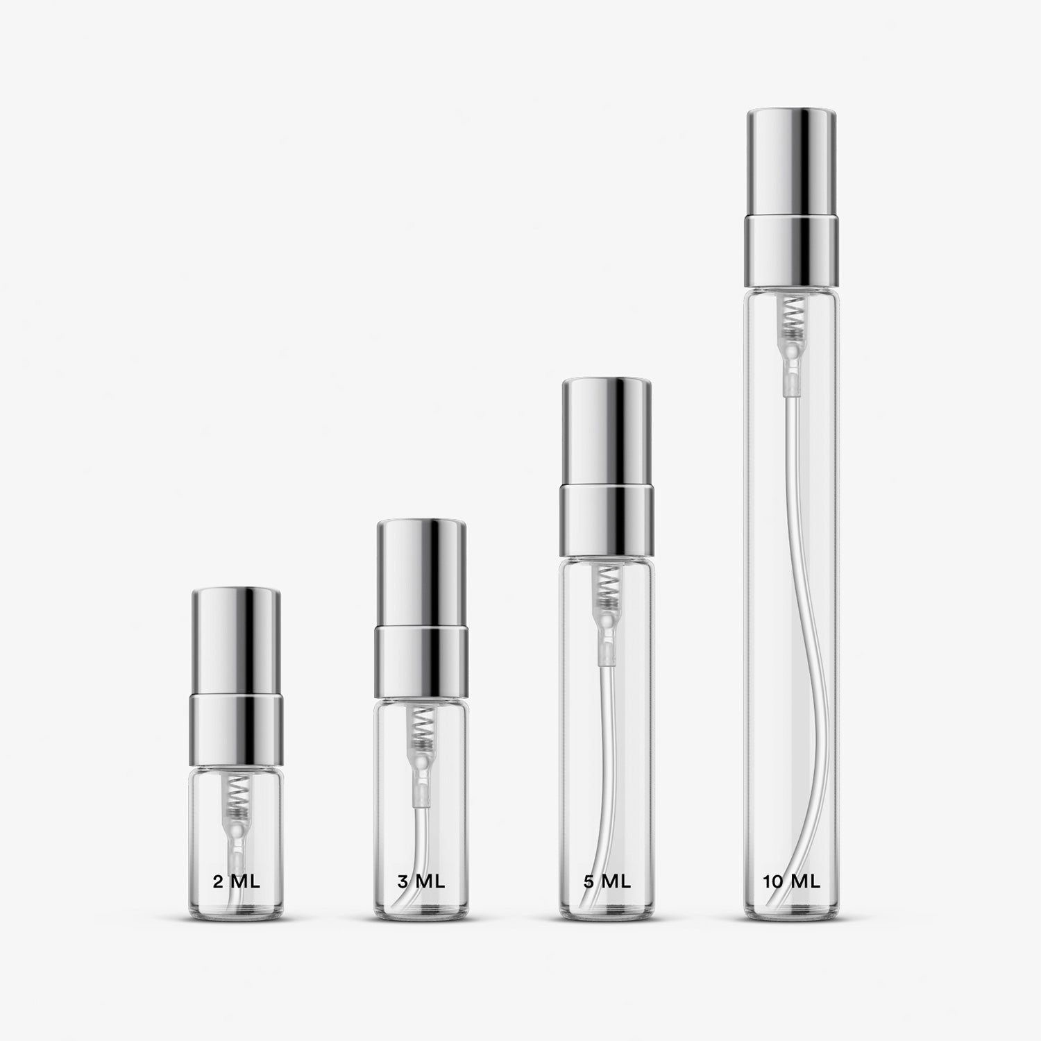 Parfümproben Duft-Samples – Auswahl verschiedener Probiergrößen: 2 ml, 3 ml, 5 ml und 10 ml im Zerstäuberfläschchen
