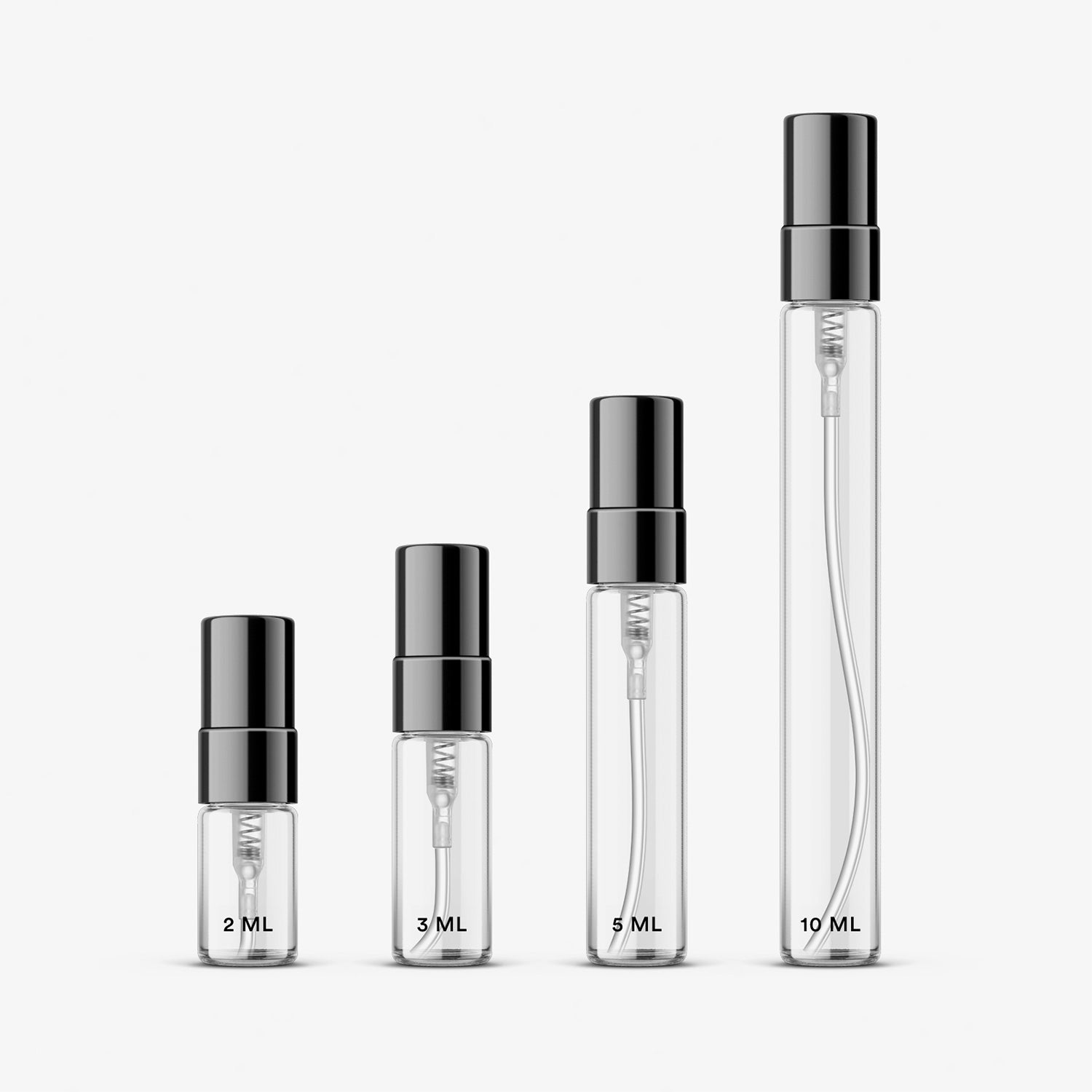 Parfümproben Duft-Samples – Auswahl verschiedener Probiergrößen: 2 ml, 3 ml, 5 ml und 10 ml im Zerstäuberfläschchen