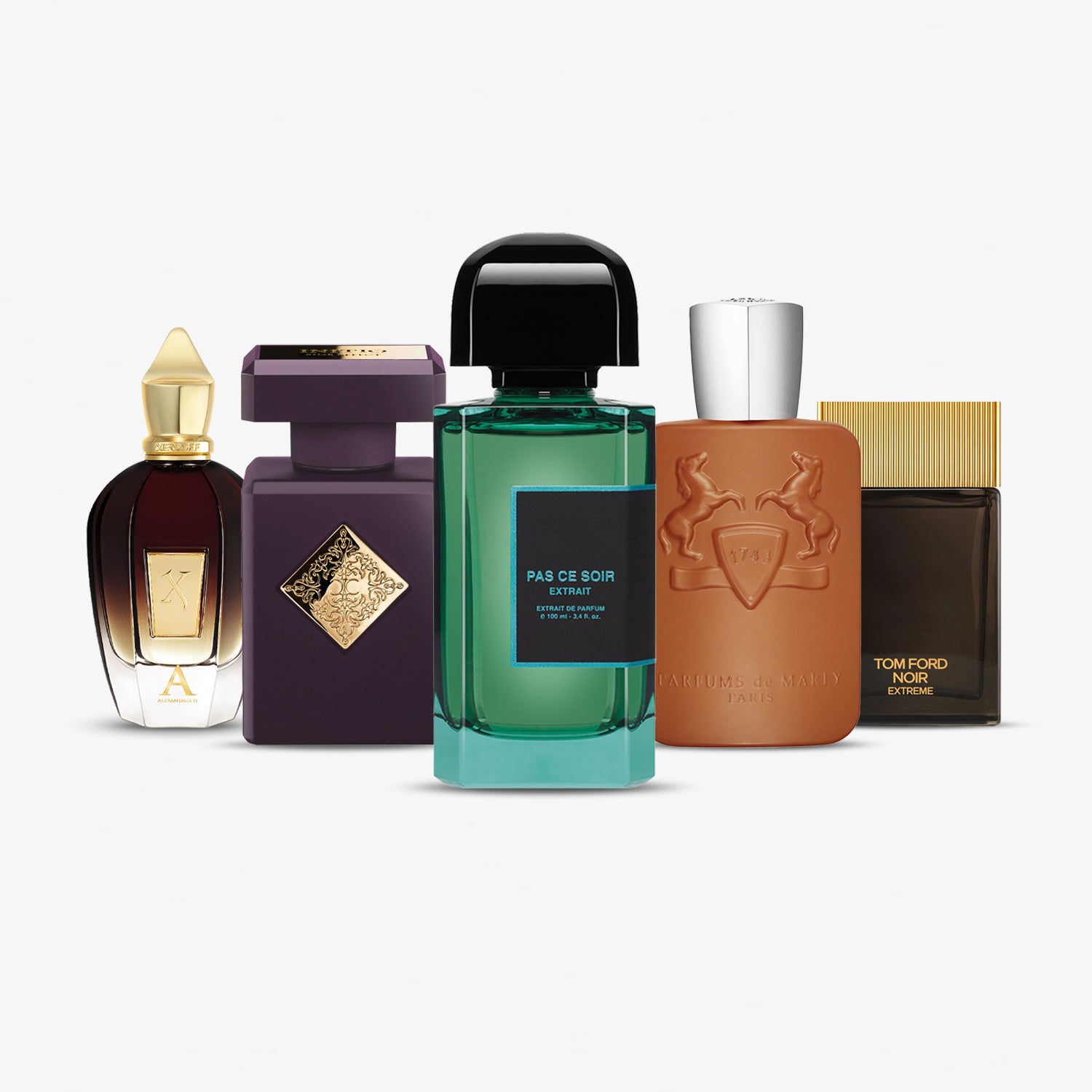 Parfumproben Date Night Bundle mit Xerjoff Alexandria II, Initio Side Effect, BDK Pas Ce Soir Extrait, Parfums de Marly Althair und Tom Ford Noir Extreme