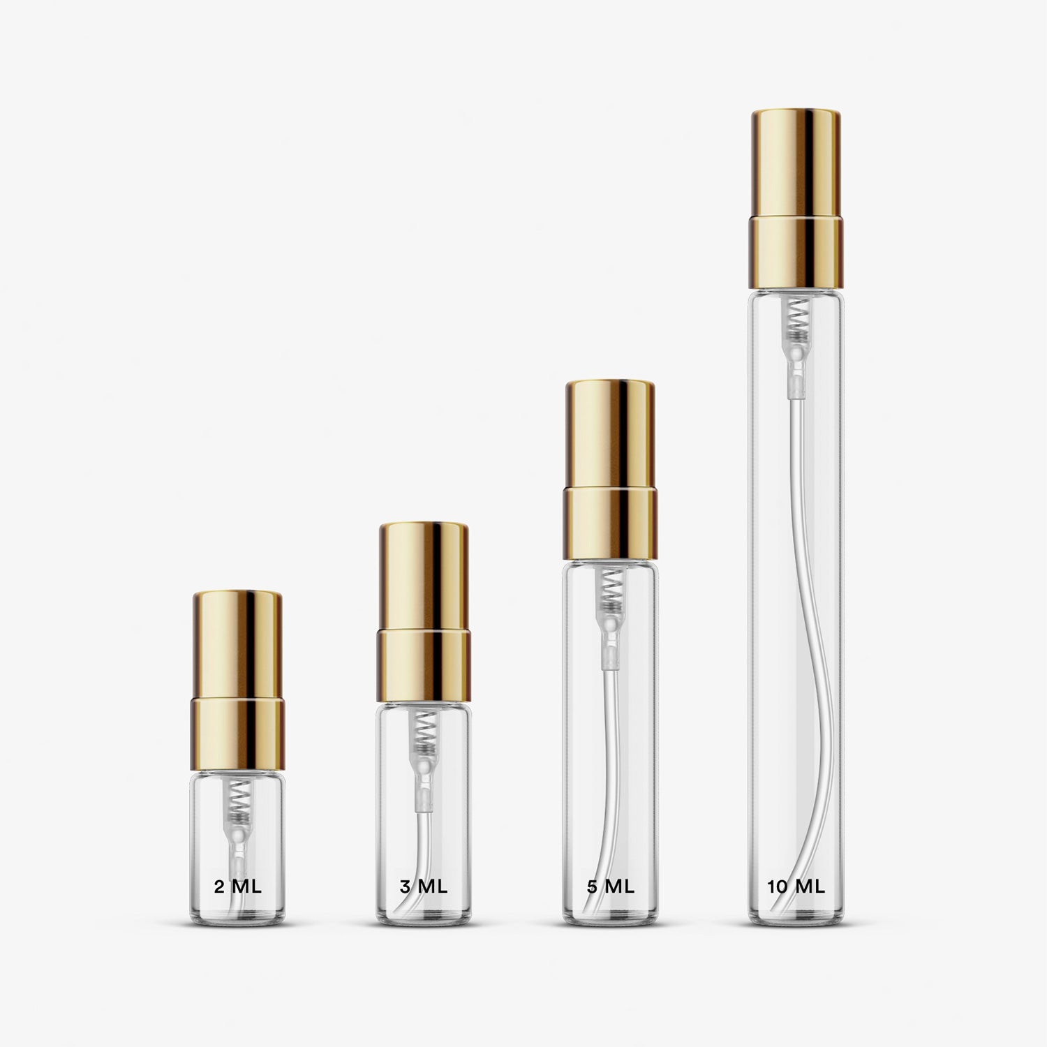 Parfümproben Duft-Samples – Auswahl verschiedener Probiergrößen: 2 ml, 3 ml, 5 ml und 10 ml im Zerstäuberfläschchen