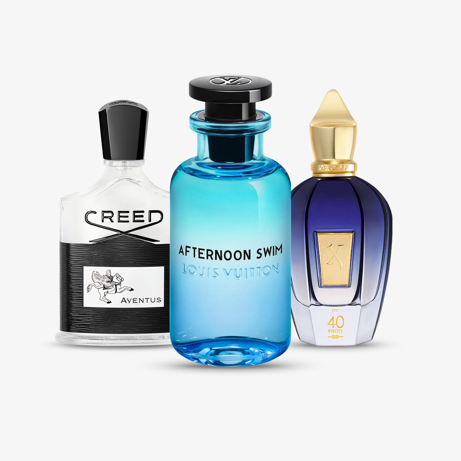 Frisches 3er Parfumproben Set mit Creed Aventus, Louis Vuitton Afternoon Swimm und Xerjoff 40 Knots