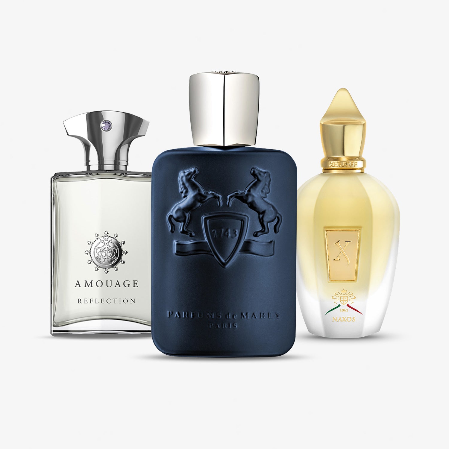 Nischendüfte Starter 3er Parfumproben Set mit Amouage Reflection, Parfums de Marly Layton und Xerjoff Naxos